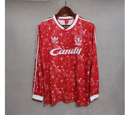 Liverpool 89/91 Home Red Long Sleeve Soccer Jersey